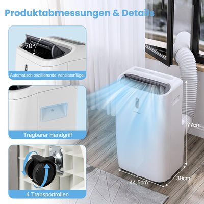 COSTWAY 16000BTU mobile Klimaanlage mit Abluftschlauch, 5 in 1 Klimagerät 4700W Heizlüfter Luftentfeuchter mit Schlafmodus, Heizen & Kühlen, Fernbedienung/App, 24H Timer