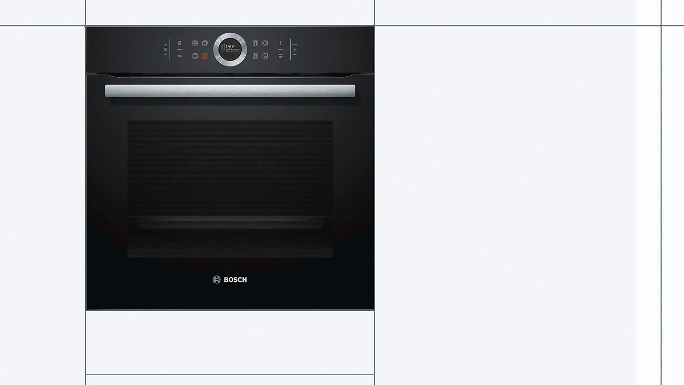 Bosch HBG675BB1 Serie 8 Einbau-Backofen, 60 x 60 cm, Made in Germany, Pyrolyse Selbstreinigung, AutoPilot 10 Automatikprogramme, 4D Heißluft Backen auf 4 Ebenen, TFT-Touchdisplay, Schnellaufheizung