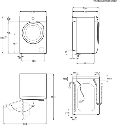 AEG L6AMZ49FL Waschmaschine / Serie 6000 mit ProSense® / 9,0 kg / Leise / Mengenautomatik / Nachlegefunktion / Kindersicherung / Schontrommel / Wasserstopp / 1400 U/min