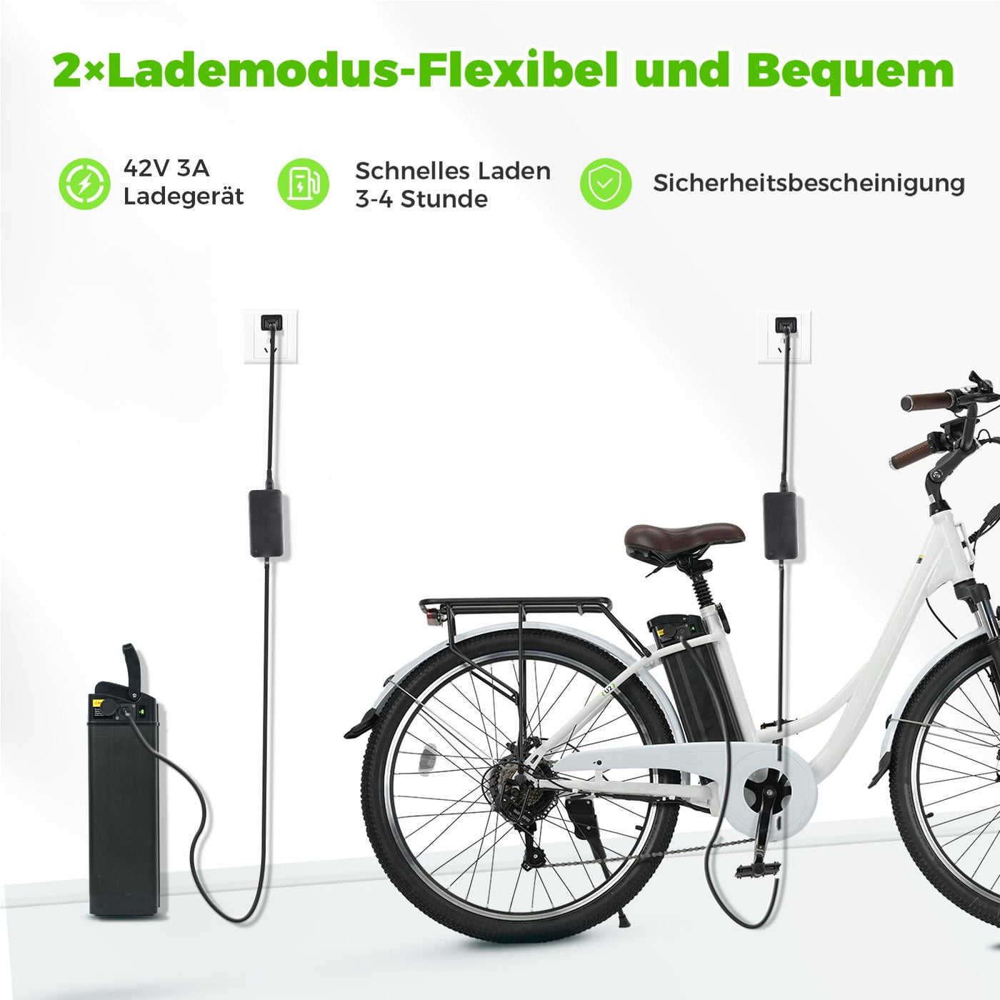 Elektrofahrrad mit Abnehmbarer 36V 13Ah Akku Bis zu 90KM,26 Zoll E Bike mit 7 Gang Getriebe für Herren Damen Pendler Reisen Übung,60N.m 250W Motor City Pedelec mit Aussetzungen und LCD-Display