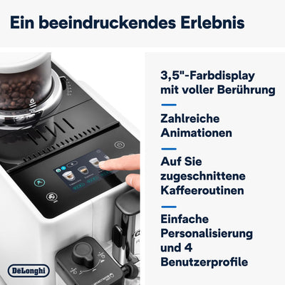 De'Longhi Rivelia EXAM440.55.G Kaffeevollautomat mit LatteCrema Milchsystem, Wechselbarer Bohnenbehälter, 16 Kaffee- & Milchgetränke auf Knopfdruck, Extra-Shot-Funktion, 3,5" Touch-Display, Grau