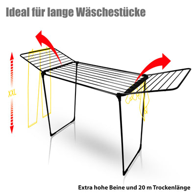 BigDean Wäscheständer 20m extra hoch & Dicke Leinen - Wäschetrockner Made in Europe