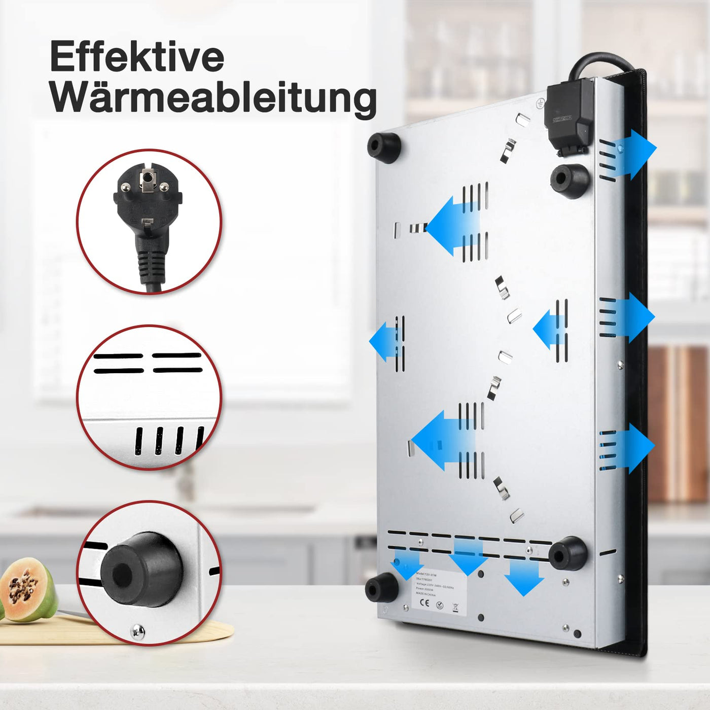 Glaskeramikkochfeld 2 Platten, IsEasy Domino Glaskeramikkochfeld mit 11 Leistungsstufen,3200W, 29.5cm, Drehknopf Knebel Steuerung, Schwarz Polierter Kristallglasoberfläche, für Alle Töpfe