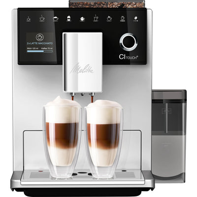 Melitta CI Touch - Kaffeevollautomat mit Milchsystem, Kaffeemaschine mit integrierter Kaffeemühle und Milchaufschäumer, für z. B. Espresso oder Cappuccino, silber