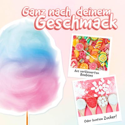 GOURMETmaxx Zuckerwattemaschine für Zuhause mit Zubehör | Retro Cotton Candy Machine Nostalgie mit Zuckerwatte-Stäbchen und Mess-Löffel | Zuckerwatte für Kinder Party [Rot Weiß]