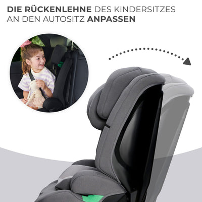 Kinderkraft SAFETY FIX 2 I-SIZE 76-150 cm Kindersitz 9-36 kg, Kinderautositze mit isofix, Einstellung der Kopfstütze, spezielle Sicherheitssysteme, 5 punkt gurte, Einsatz im set, Grau