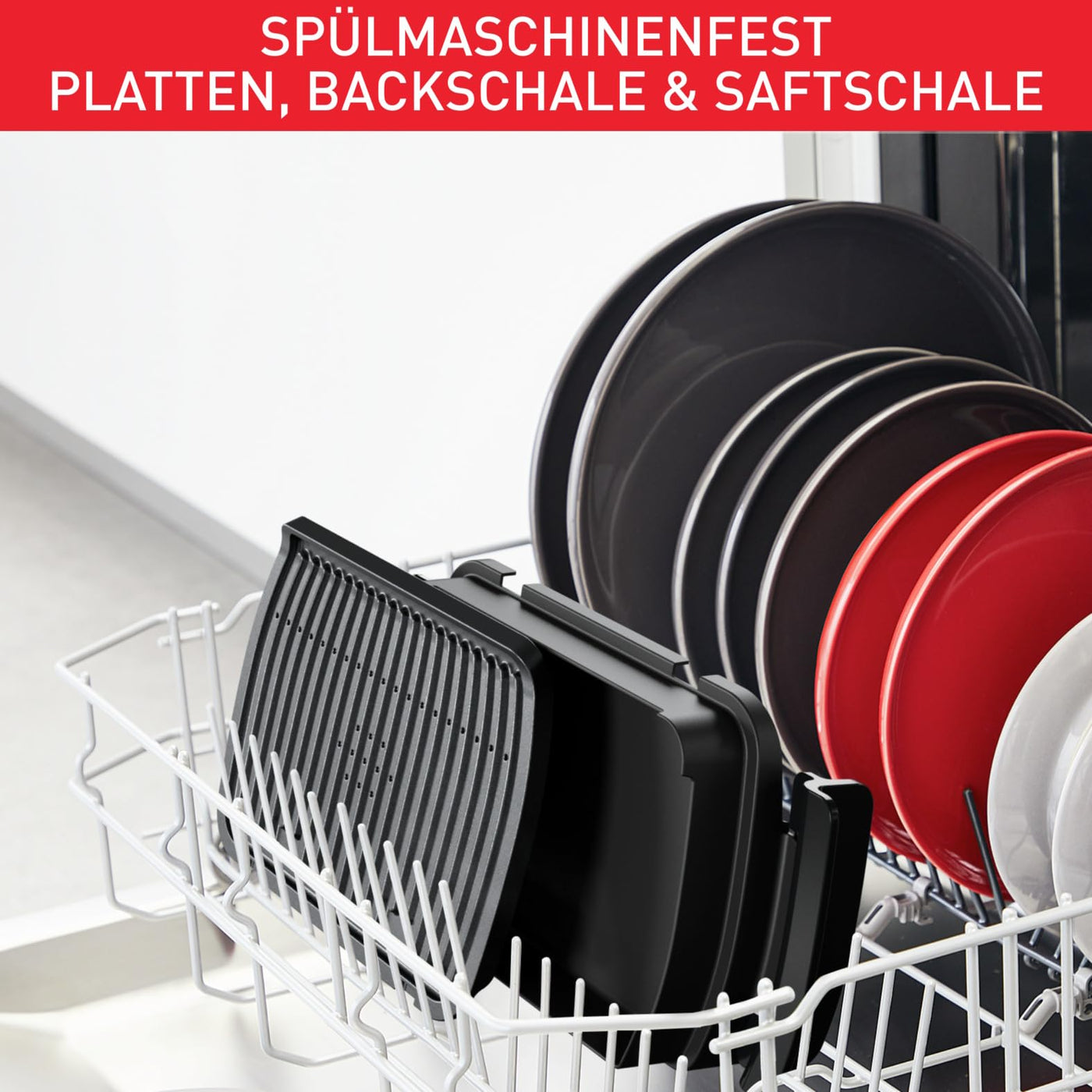 Tefal OptiGrill & Bake Kontaktgrill mit Backschale, 6 Programme, Garstufenanzeige, Abnehmbare Platten, Elektrogrill, Edelstahl, GC714D10, Silber