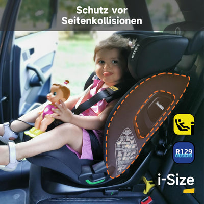 Jovikids i-Size Kindersitz, 76-150cm Kinderautositz mit ISOFIX und Ruheposition, ECE R129, für Kinder von ca.15 Monate-12 Jahre (schwarz)