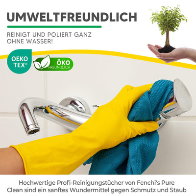 fenchi's AUSTRIA PureClean Mikrofasertücher 60x40 – Fenstertuch Streifenfrei, Putzlappen Küche - Reinigungstücher und Putztücher ohne Putzmittel (Yellow/Blue/Mint 3er Set)