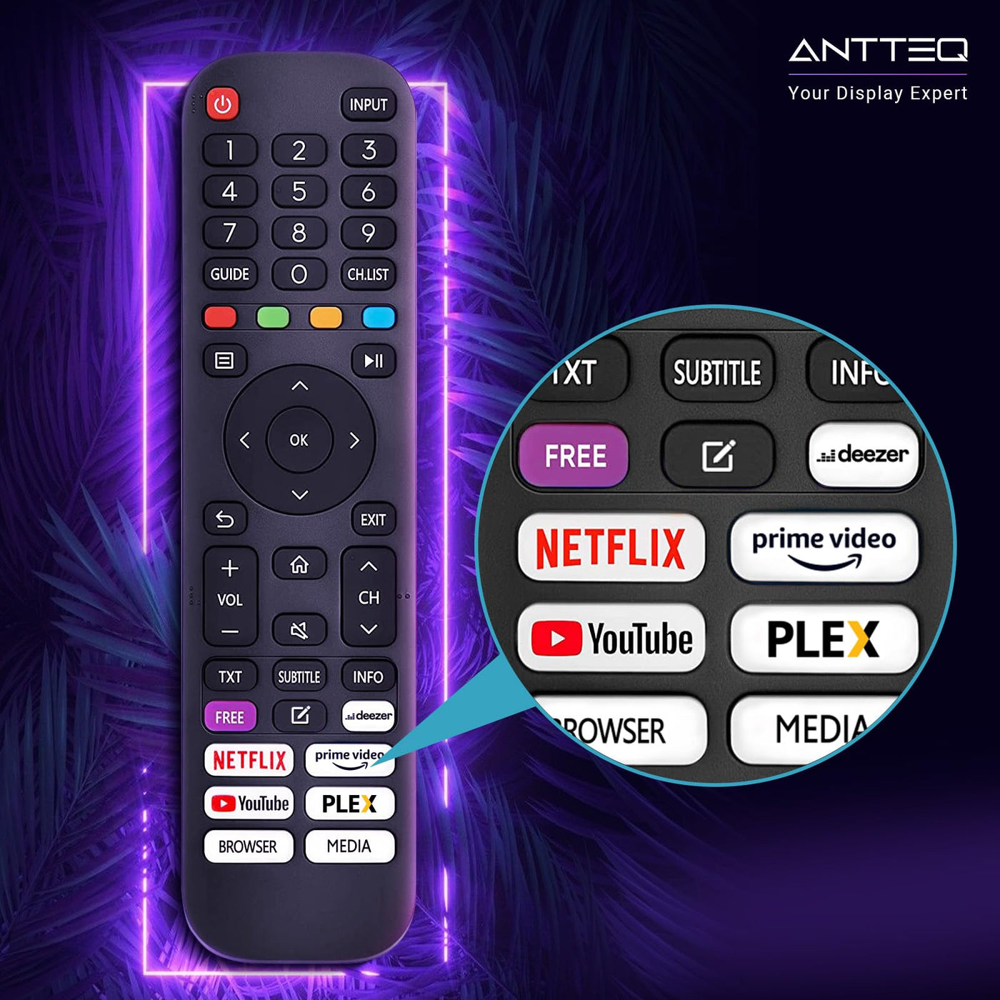 Téléviseur intelligent Antteq AV32 32 pouces (80 cm) avec Netflix, Prime Video, Rakuten TV, DAZN, Disney+, YouTube, UVM, WiFi, triple tuner DVB-T2 / S2 / C, Dolby Audio 2024