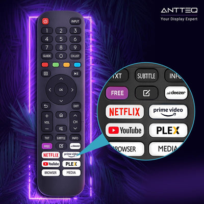 Téléviseur intelligent Antteq AV32 32 pouces (80 cm) avec Netflix, Prime Video, Rakuten TV, DAZN, Disney+, YouTube, UVM, WiFi, triple tuner DVB-T2 / S2 / C, Dolby Audio 2024