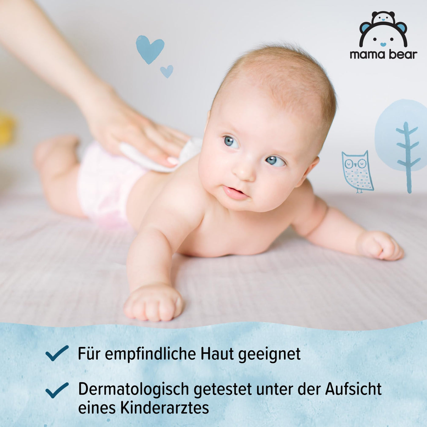 Amazon-Marke - Mama Bear Ultra Sensitive Baby Feuchttücher, Unparfümiert, 1080 Stück (18 packungen mit 60)