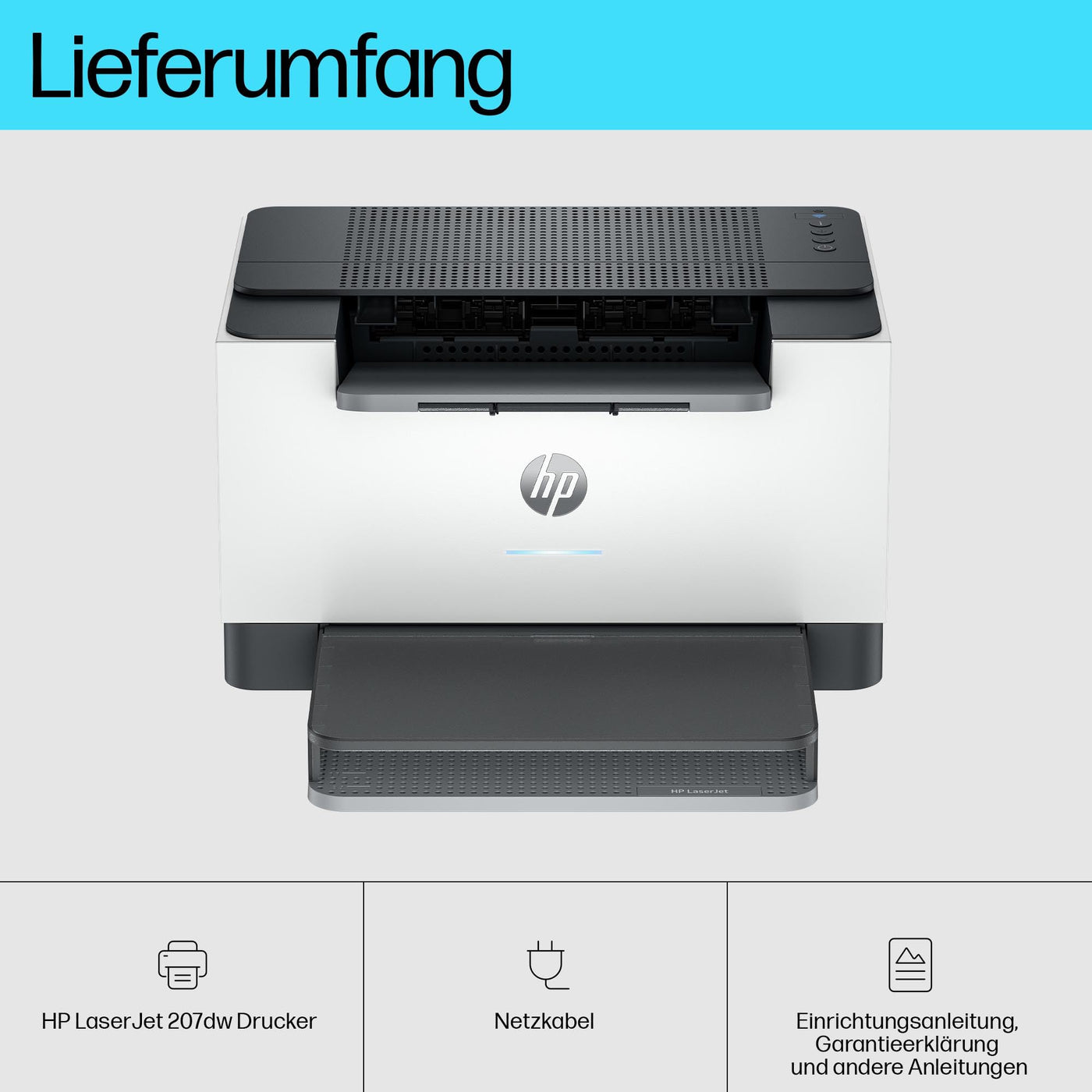 HP LaserJet M207dw Laserdrucker Schwarzweiß, Schneller beidseitiger Druck, Dual-Band Wi-Fi, USB, LAN, HP Smart App, LED Bedienfeld