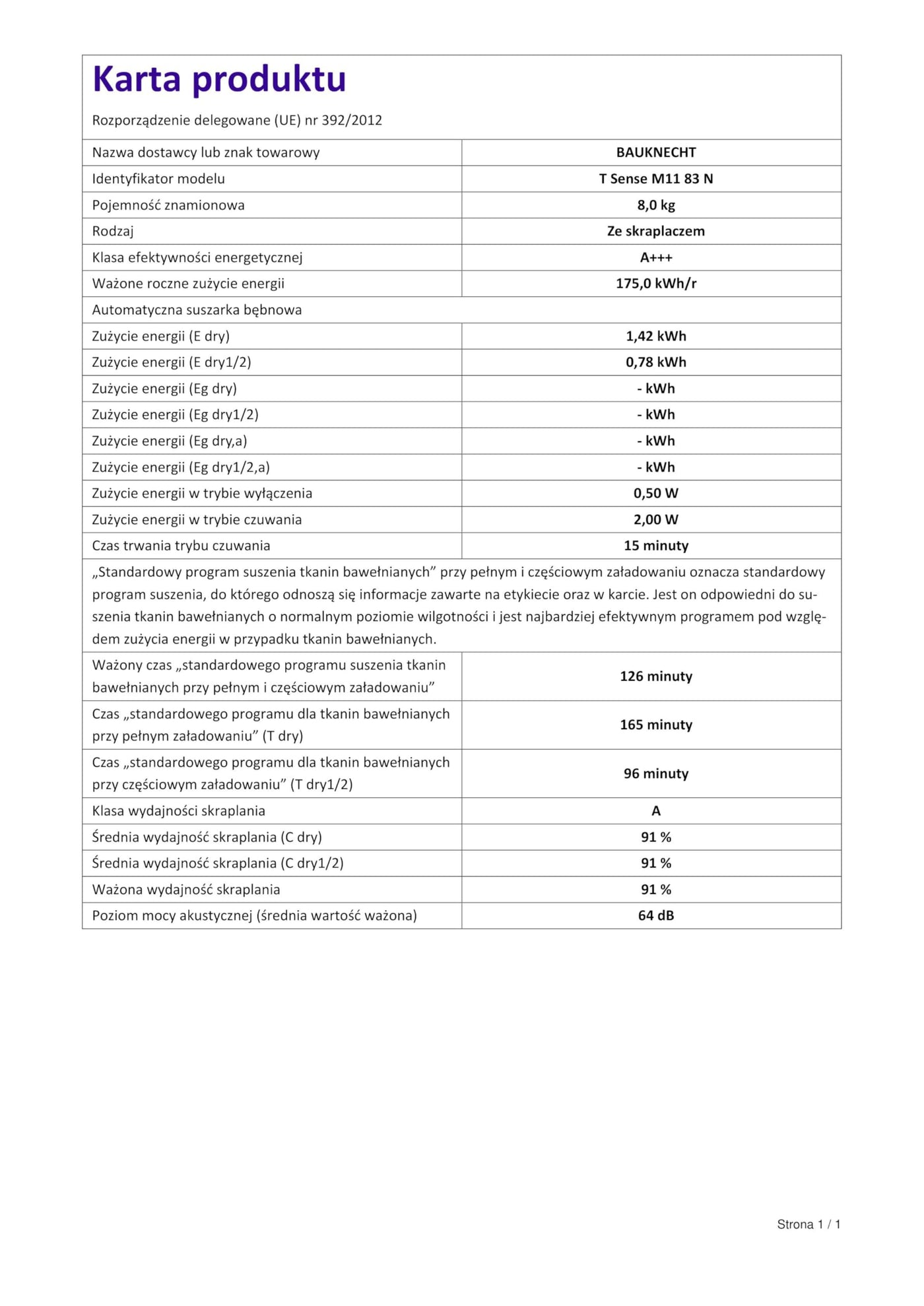 Bauknecht T Sense M11 83 N Wärmepumpentrockner /8 kg/EEK A+++ /ActiveCare-Technologie/EasyCleaning-Filter/Auffrischen-Programm/Bügelleicht-Programm/Wolle-Programm/Knitterschutz, Weiß