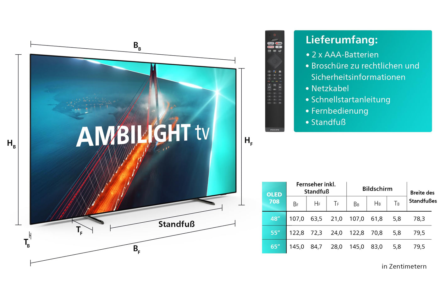 Philips Ambilight TV | 55OLED708/12 | 139 cm (55 Zoll) 4K UHD OLED Fernseher | 120 Hz | HDR | Dolby Vision | Google TV | VRR | WiFi | Bluetooth | DTS:X | Sprachsteuerung