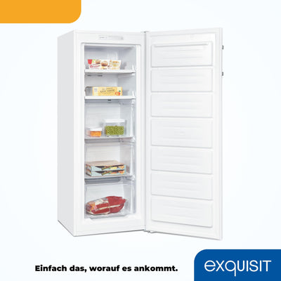 Exquisit Gefrierschrank NoFrost, Tiefkühlschrank groß, 161 Liter, Schnellgefrieren, Alarm-Funktion, GS5231-NF-H-040D weiss