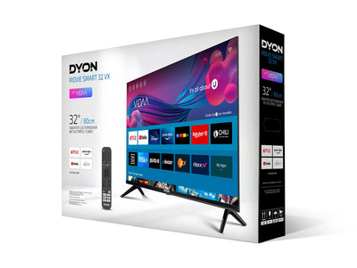 DYON Movie Smart 32 VX 80 cm (32 Zoll) Fernseher (HD Smart TV, HD Triple Tuner (DVB-C/-S2/-T2), App Store, Prime Video, Netflix, YouTube, DAZN, Disney+) [Mod. 2023]