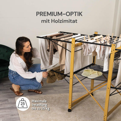 Vitapur Wäscheständer AirPrestige PRO, Ausziehbar, Klappbar, Wäschetrockner mit Mesh-Einsatz, 4 Seitliche Flügel, 4 Rollen mit Feststellbremse, XXL Plus Rack für Balkon