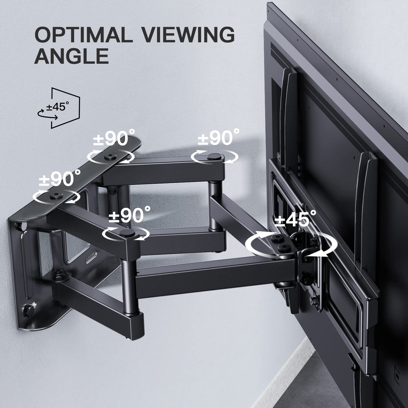 PERLESMITH TV Wandhalterung, Schwenkbare Neigbare TV Halterung für 26-65 Zoll Flach & Curved Fernseher oder Monitor bis zu 45kg, max.VESA 400x400mm