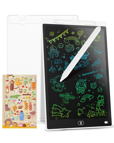 Genialba LCD Schreibtafel 12 Zoll, Buntes LCD Schreibtablett, Kindergeschenk, LCD Writing Tablet Elektronischer Tablette, Grafiktablett für Kinderspiele 2 3 4 5 6 7 Jahre alte Mädchen (Weiß)