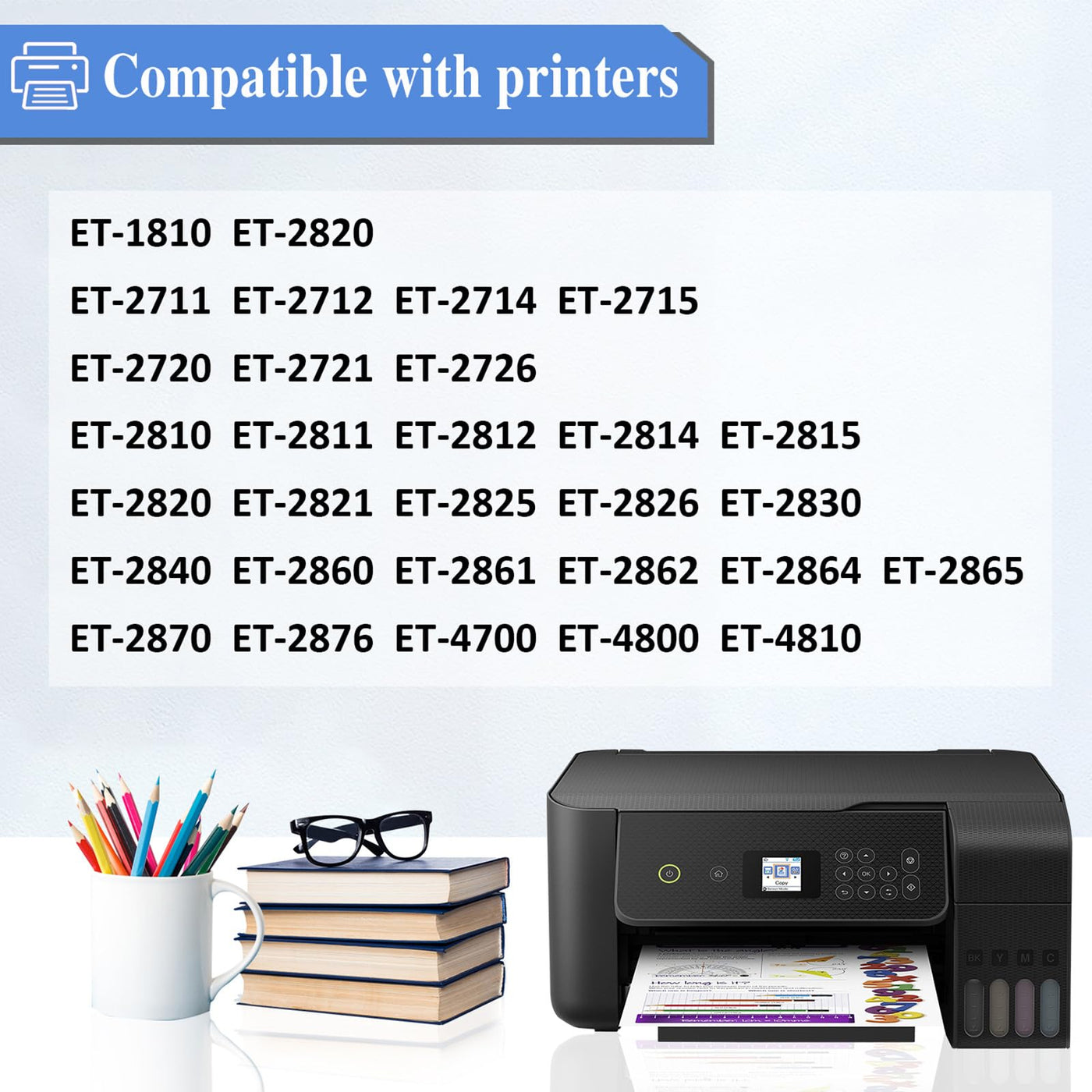 104 Tinte Kompatibel mit Epson 104 Tintenpatronen Nachfülltinte für ET-1810 ET-2810 ET-2820 ET-2870 ET-2814 ET-2815 ET-2825 ET-2826 ET-2830 ET-2840 ET-2862 ET-2870 ET-2876 ET-4800 ET-4810 ET-2710(4P)