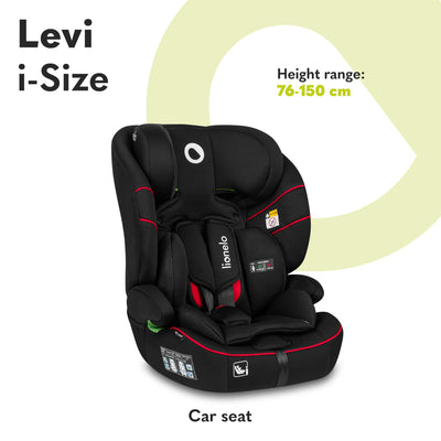 LIONELO LEVI I-SIZE 76-150 cm Kinderautositz, Gruppe 1 2 3, Seitenschutz, 10 Grad Kopfstützenverstellung Bequeme Armlehnen Verstellbare Rückenlehne, R129 i-Size