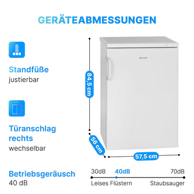 Bomann Gefrierschrank 85L Nutzinhalt, Gefrierschrank klein mit 3 Schubladen, wechselbarer Türanschlag, Freezer mit 4 Sterne-Kennzeichnung, leise & effizient, nur 131 kWh/Jahr - GS 2196.1 weiß