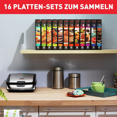 Tefal Snack Collection 4-er Set SW854D | Kombigerät | Inklusive 4 antihaftbeschichter Plattensets | Spülmaschinengeeignet | Panini, Waffeln, Sandwich, süße Küchlein | 700W |Schwarz/Edelstahl