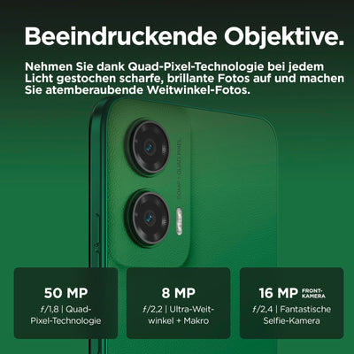 Motorola Moto g35 5G Smartphone (6,72"-FHD+-Display, 50-MP-Kamera, 4/128 GB, 5000 mAh, Android 14) Leaf Green, inkl. Schutzcover [Exklusiv bei Amazon]