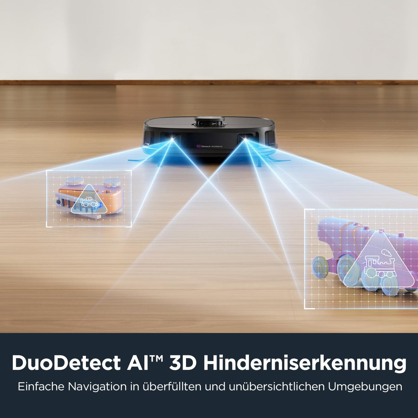 EUREKA J12 Ultra DE Saug- & Wischroboter + All-in-One Station (KI-3D-Hinderniserkennung, intelligente Haustierumgehung, Auto Teppicherkennung, ideal gegen Tierhaare, App- & Sprachsteuerung) schwarz