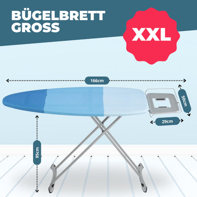 Bügelbrett für dampfbügelstation Ironing Board Groß XXL stabil bügeltisch breit Bügelbretter - 130x50 cm