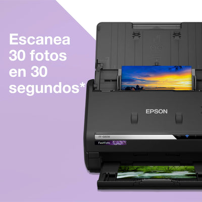 Epson FastFoto FF-680W Scanner (scannt 10 x 15 Foto in einer Sekunde, bis DIN A4, beidseitiger Scan, automatische Ausrichtung, Zuschnitt und Optimierung, Bilder einfach speichern)