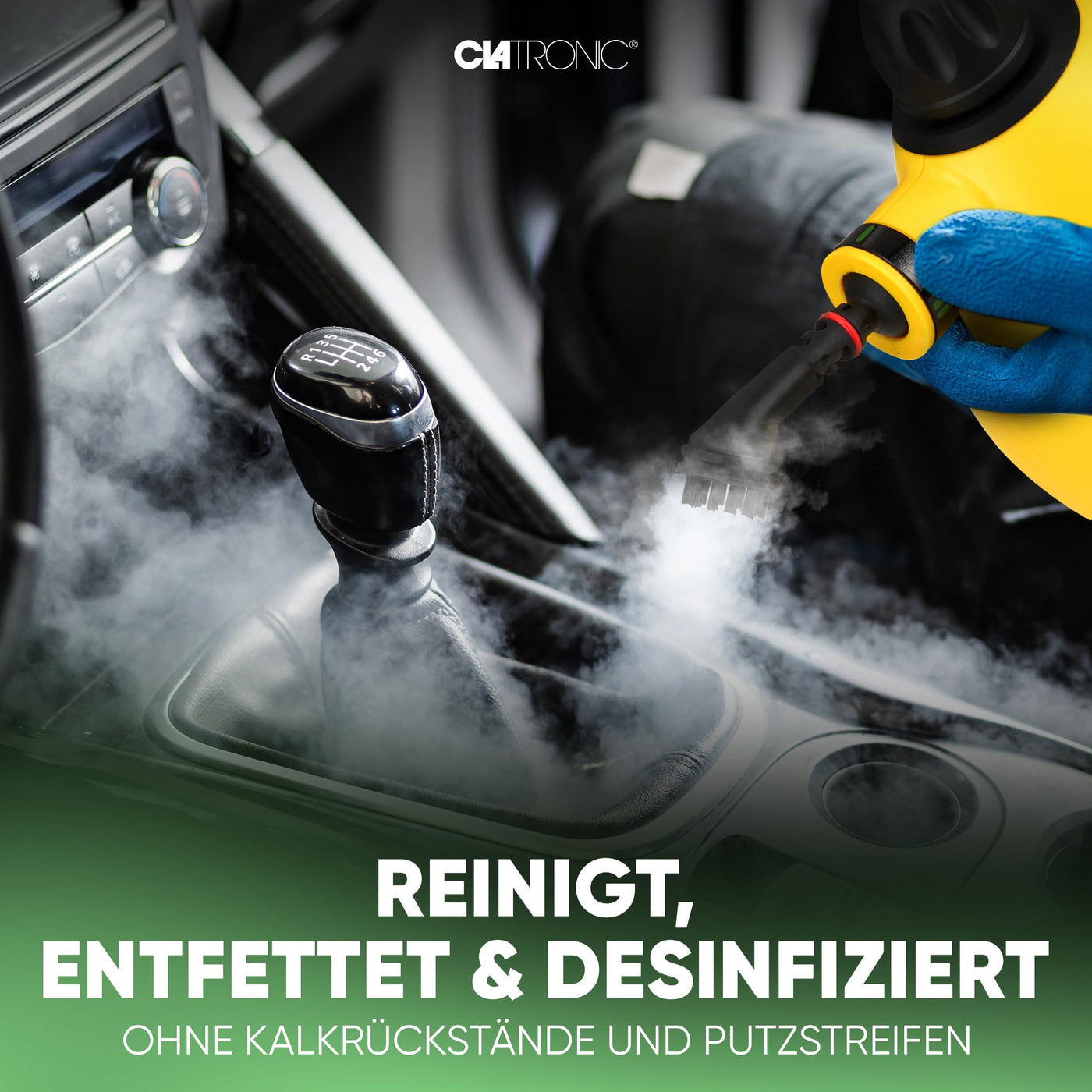 Clatronic® Dampfreiniger | gegen Fett, Schmutz und Verunreinigungen | Dampfreiniger Polstermöbel | ohne Chemikalien | Steam Cleaner für Auto, Küche, Bad | Dampfreiniger Handgerät | 5m Kabel | DR 3653