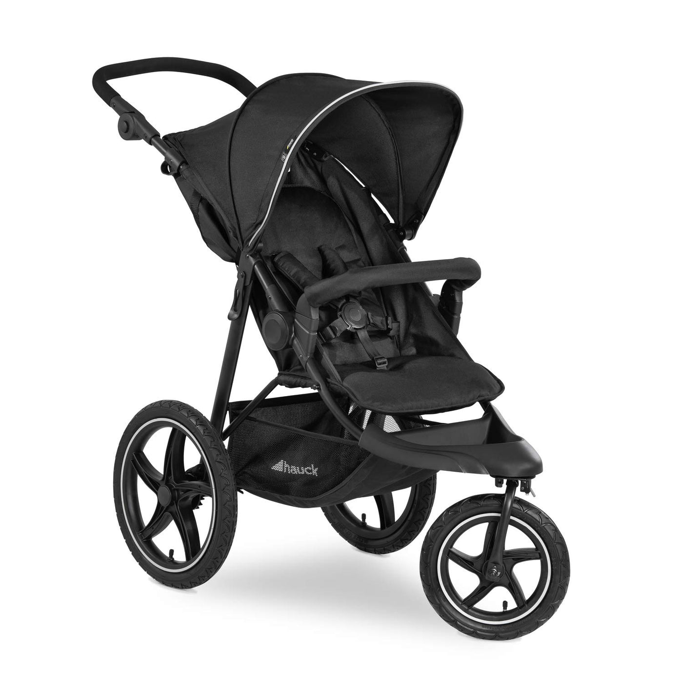 hauck Kinderwagen Runner 2, Dreirad Buggy mit XL Lufträder für Kinder bis 22 kg, UV-Schutz 50+, Belüftungsfenster, Höhenverstellbar, Faltbar, XL Korb bis 3 kg, Liegefunktion (Black)