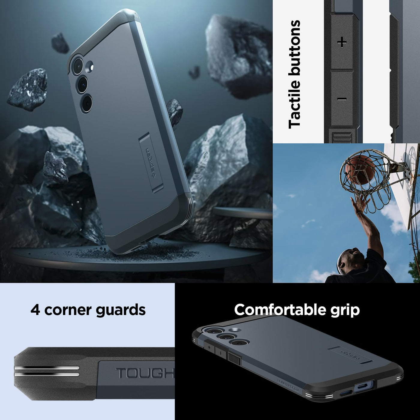 Spigen Tough Armor Hülle Kompatibel mit Samsung Galaxy A55 5G -Metal Slate