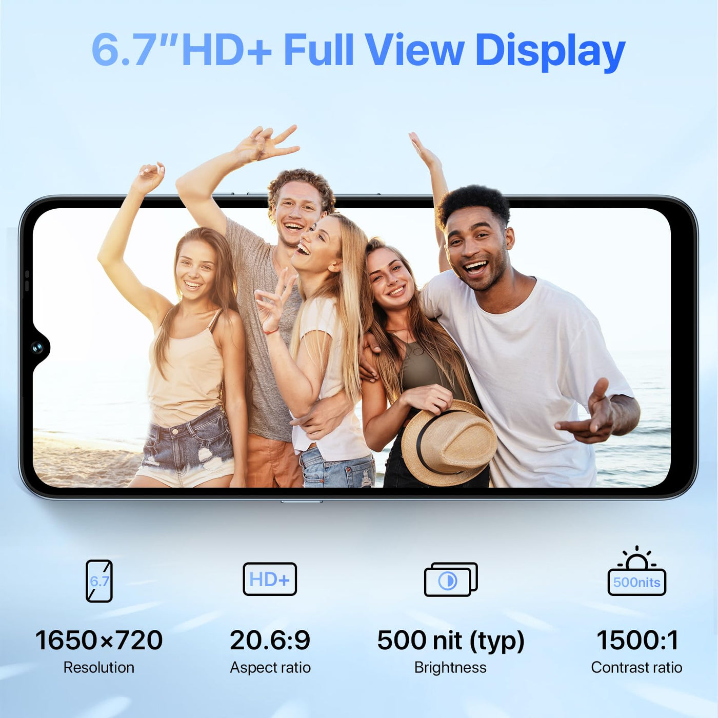 UMIDIGI A15T NFC Smartphone (2024) 16+128GB, MediaTek Helio G95, Dreifachkamera 64+8+2MP, Frontkamera 16MP, Display 6,7 Zoll HD+, 5000 mAh, Android 13, Handy 4G Dual-SIM/Gesichtsentriegelung/GPS-Blau