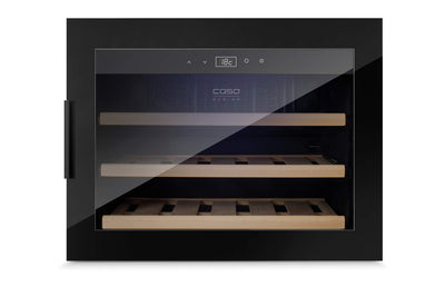 Caso WineSafe 18 EB Black Design Einbau-Weinkühlschrank mit Kompressionstechnik für bis zu 18 Flaschen (bis zu 310 mm Höhe), eine Temperaturzone 5-20°C, Getränkekühlschrank