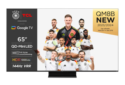 TCL 65QM8B Fernseher MiniLED 65 Zoll, QLED, 144Hz, 4K HDR Premium 1300nits, Google TV, Dolby Atmos, Onkyo, Game Master Pro 2.0