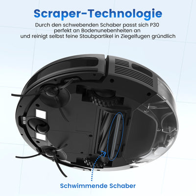 AIRROBO Saugroboter mit Wischfunktion, P30 Staubsauger Roboter mit 3000Pa Saugkraft, 120Min Laufzeit, Kehren Saugen Wischen 3 in 1 Roboterstaubsauger für Tierhaare, Teppich, Hartboden