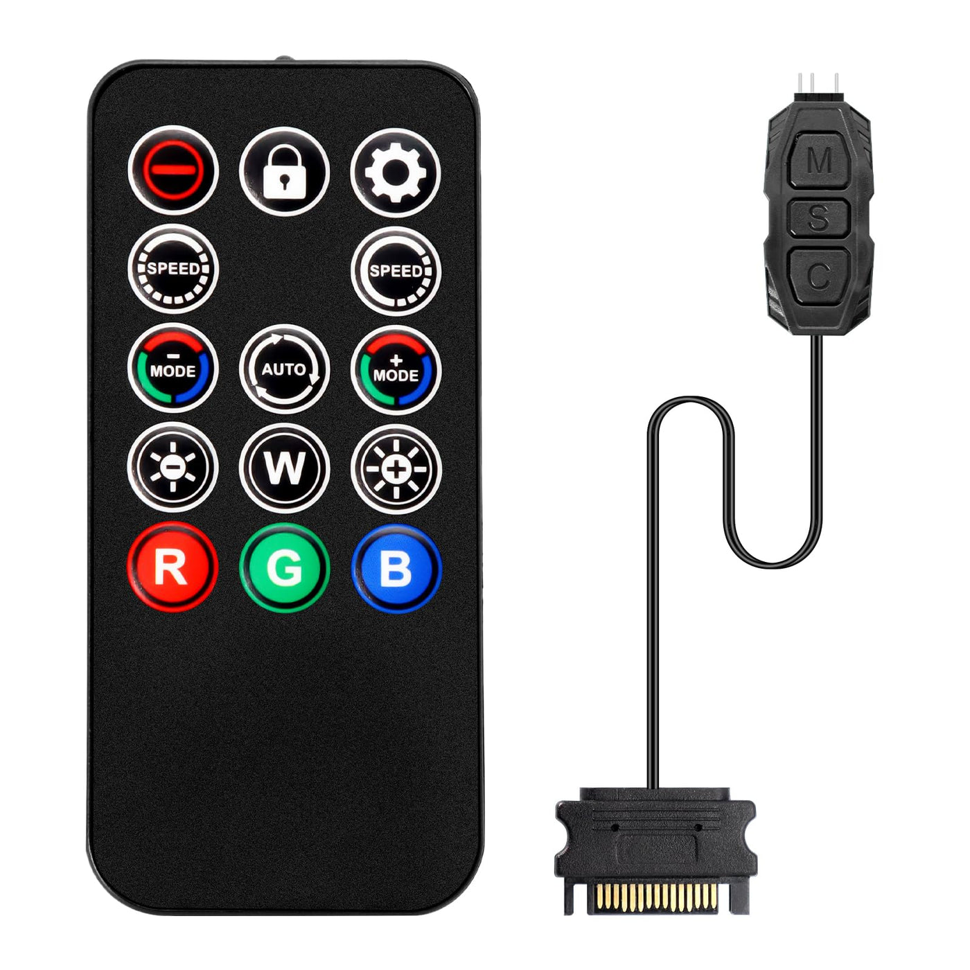 ARGB Controller mit Fernbedienung Binghe 5V 3-Pin ARGB Controller ARGB Dimm Controller SATA-betriebener Dimmer 14 Key Fernbedienung Switch Farben RGB Fan Hub für Desktop-Gehäuselüfter und Lichtleisten