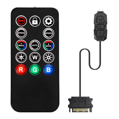 ARGB Controller mit Fernbedienung Binghe 5V 3-Pin ARGB Controller ARGB Dimm Controller SATA-betriebener Dimmer 14 Key Fernbedienung Switch Farben RGB Fan Hub für Desktop-Gehäuselüfter und Lichtleisten