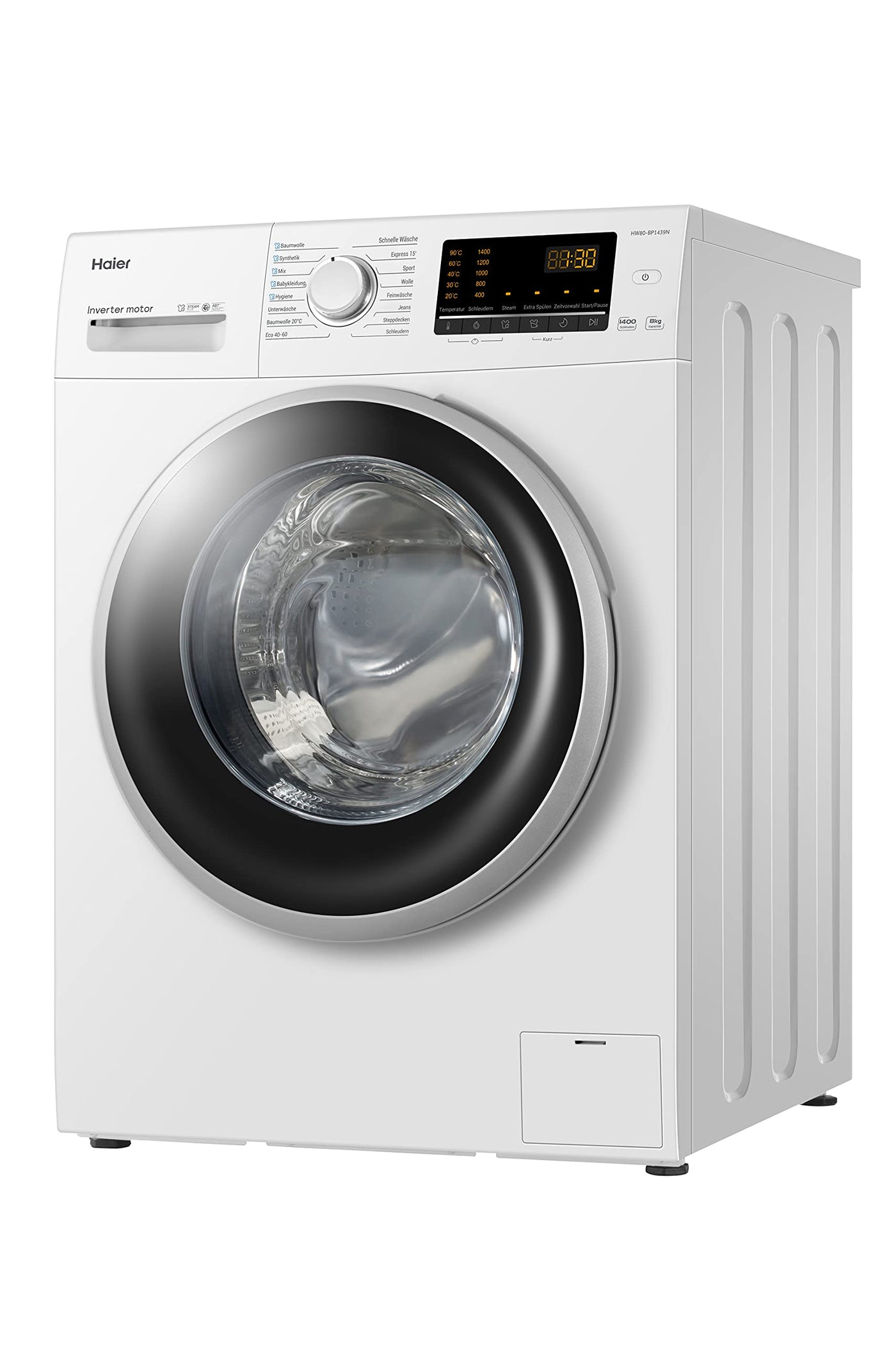 Haier HW80-BP1439N Waschmaschine / 8 kg / 1400 UpM / Inverter Motor / Dampf-Funktion / AquaProtect-Schlauch / ABT / Eco 40-60 Programm