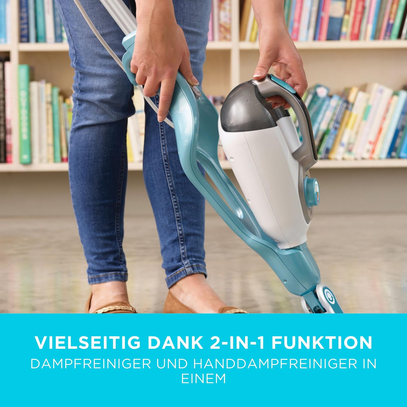 BLACK+DECKER Dampfreiniger 1600W 2in1 Dampfbesen mit Handdampfgerät (für hygienische, gründliche Sauberkeit, für die Reinigung des gesamten Haushaltes, inkl. 16-tlg. Zubehör) BHSM1615DAM