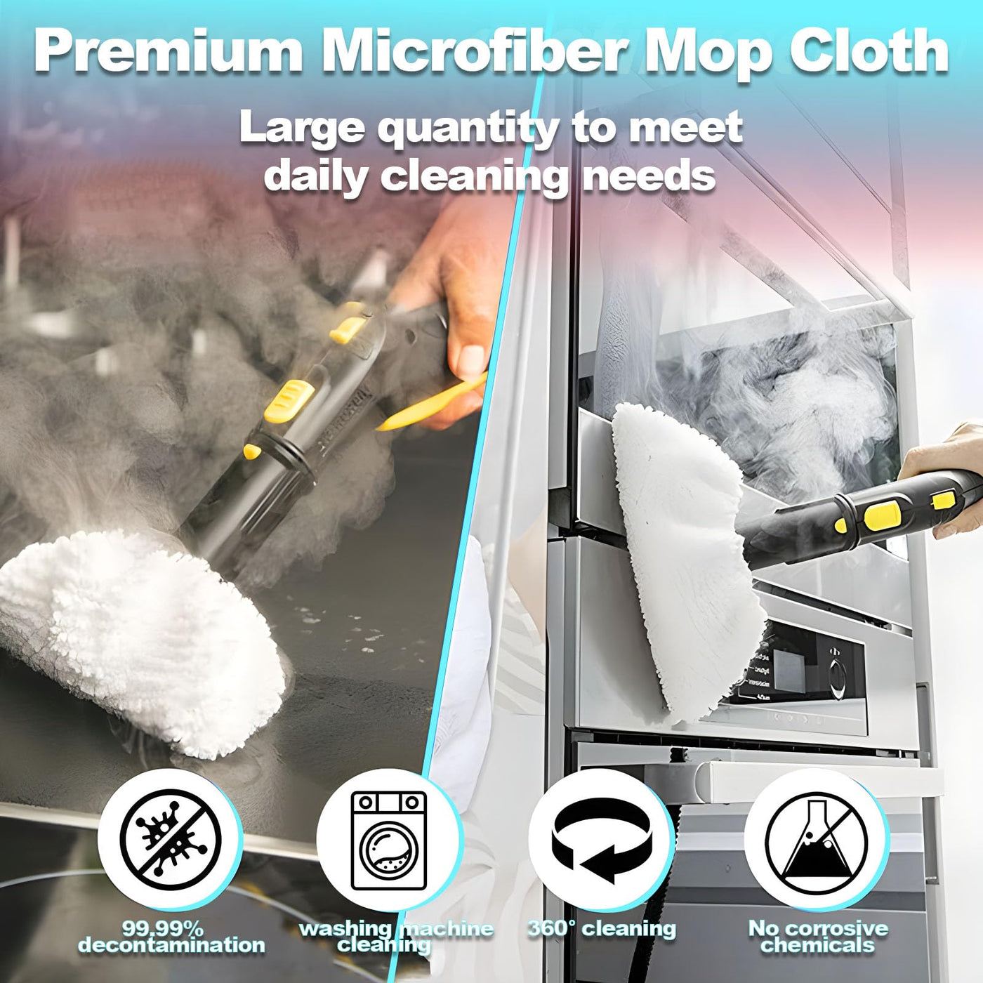 BUCOMTU 10 Stück Mikrofaser-Tuchset Waschbar Microfiber Cloth Kompatibel für Kärcher Dampfreiniger EasyFix SC 2, SC 3, SC 4, SC 5 Zubehör Ersatztücher,5 Bodendüse+5 Handdüse