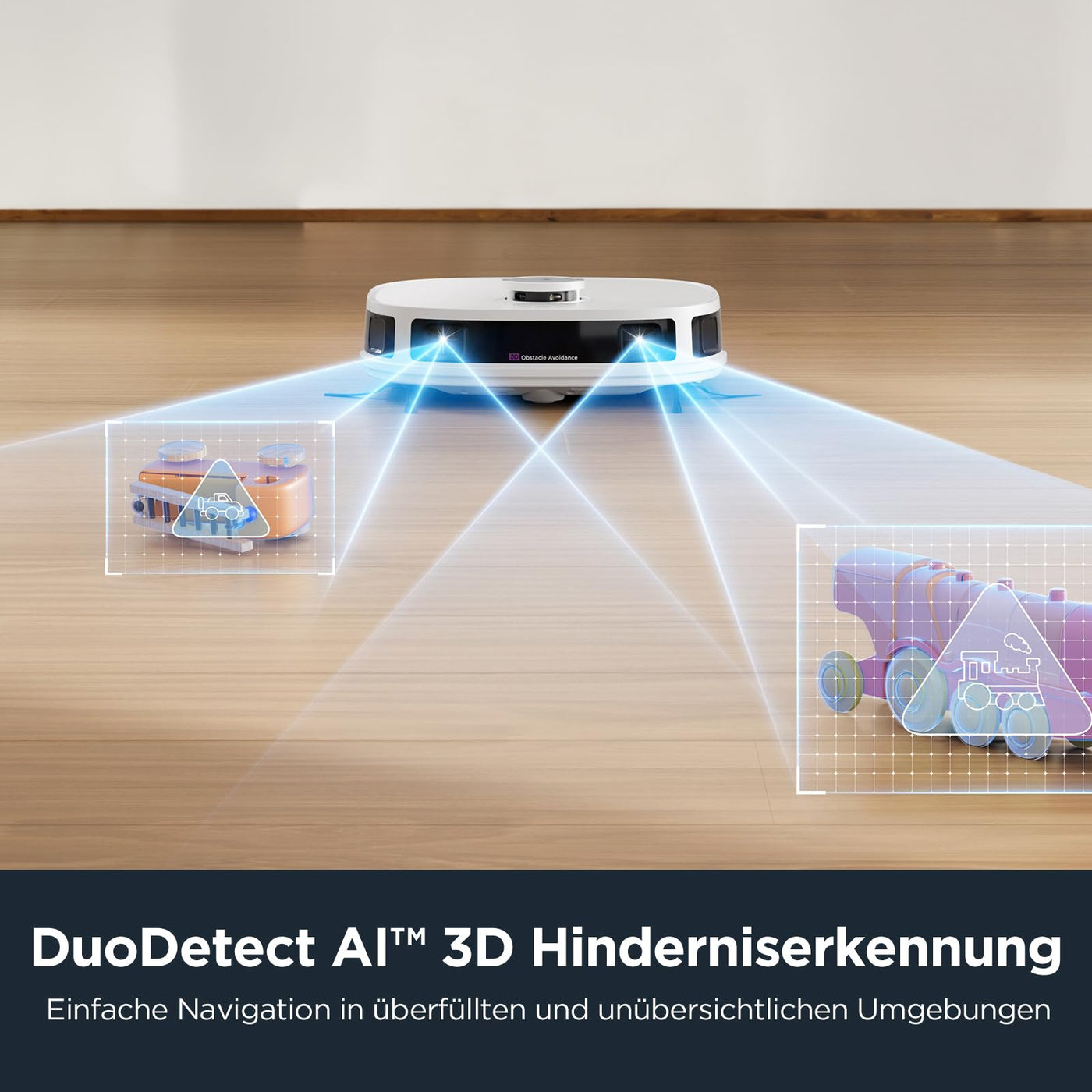 EUREKA J12 Ultra DE Saug- & Wischroboter + All-in-One Station (KI-3D-Hinderniserkennung, intelligente Haustierumgehung, Auto Teppicherkennung, ideal gegen Tierhaare, App- & Sprachsteuerung) weiß