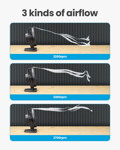 Gaiatop USB-Schreibtischventilator, klein, aber leistungsstark, tragbar, leise, 3 Geschwindigkeiten, Mini-Ventilator für bessere Kühlung, Home Office Auto Indoor Outdoor (schwarz)