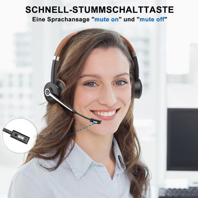 Conambo Bluetooth Headset mit Mikrofon,Kabelloses Headset mit Mikrofon mit HD Stereo Sound & 25 Stunden Spielzeit,Headset Bluetooth 5.0 mit USB-A Dongle für Laptop/PC/Mac-DSP Geräuschunterdrückung