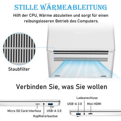 Auusda Laptop Computer with 32GB DDR4 1TB NVMe SSD, 15.6 Inch FHD IPS LCD, N95 Up to 3.4GHz with Fingerprint Unlock, Cooling Fan, Webcam, Dual Speakers, Mini HDMI, USB-A x 2, Business Laptop