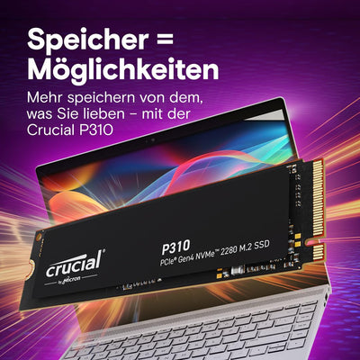 Crucial P310 SSD 500GB M.2 2280 PCIe Gen4 NVMe Interne SSD, bis 6.600 MB/s, Gaming für Laptop und Desktop PC, SSD Festplatte - CT500P310SSD801 (Acronis Edition)