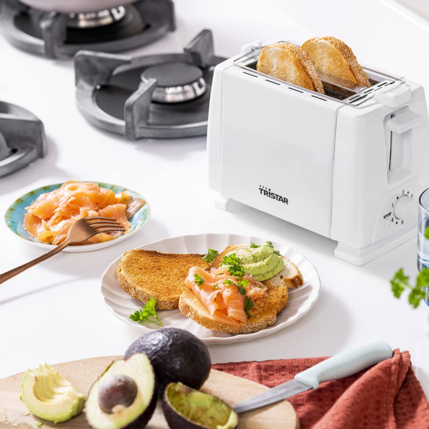 Tristar BR-1009 Toaster, 650 Watt, für 2 Toast-Scheiben 2 kurze Schlitze, 6 Bräunungsstufen und Aufwärmfunktion für Brötchen – Weiß